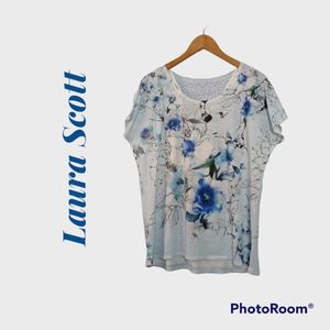 Laura Scott Watercolor Floral Tee Size XL